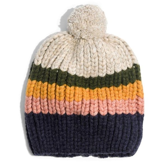 Madewell Striped Pom-Pom Beanie - Picture 1 of 2